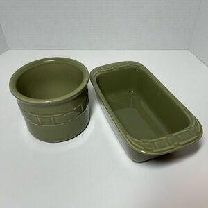 Longaberger Woven Traditions crock and Loaf